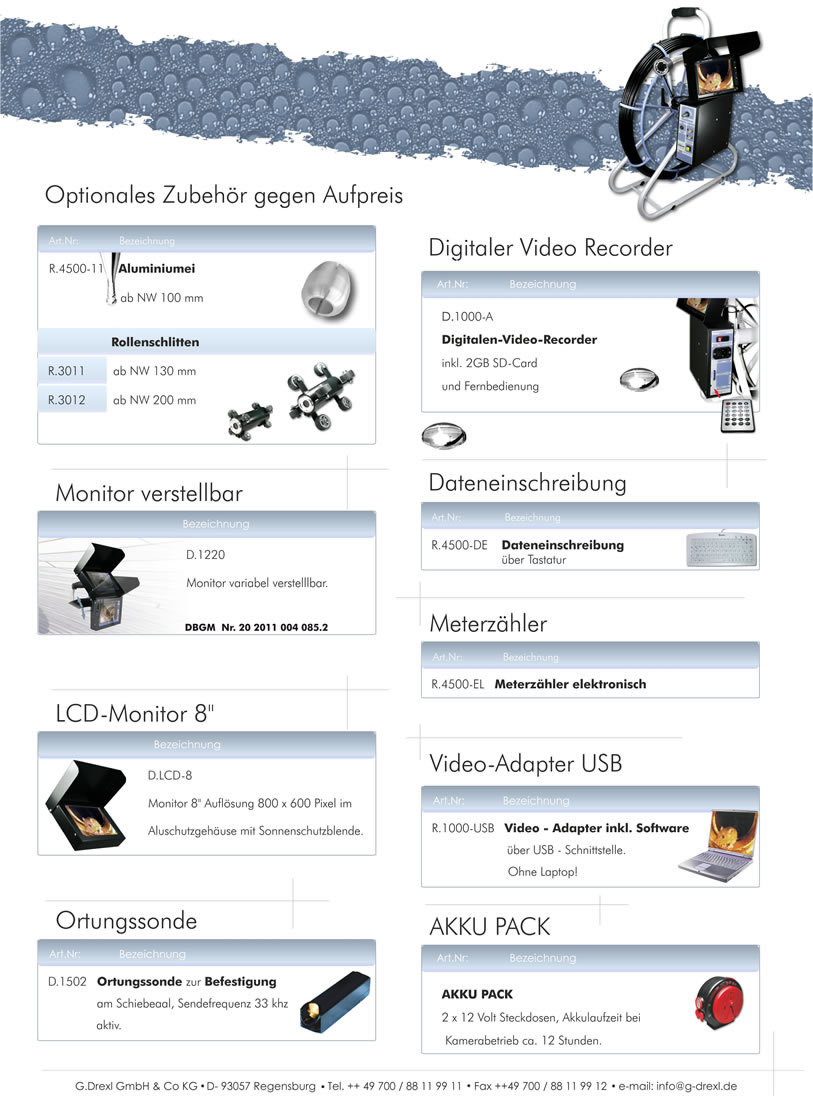 Als Hersteller von Rohrkameras, bieten wir Ihnen ein sehr umfangreiches Sortiment an hochwertigen Produkten.