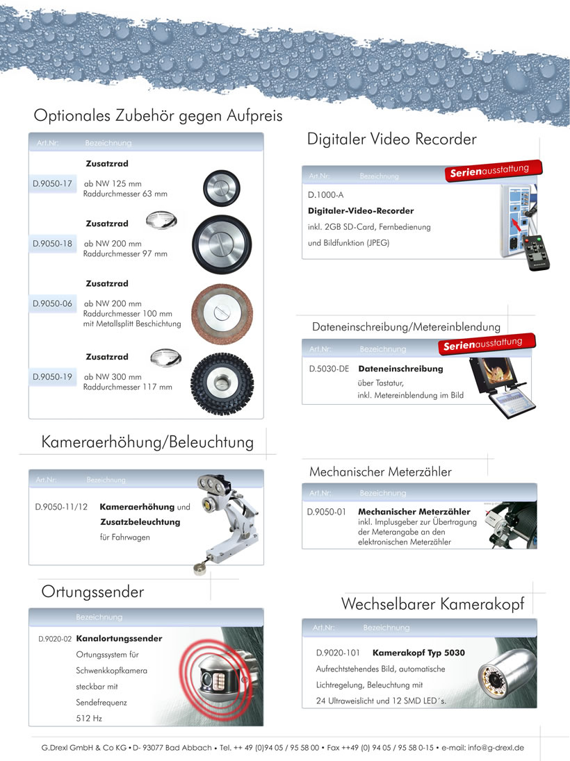 G. Drexl, ihr Spezialist f?r Rohrkameras. Als Hersteller von Rohrkameras bieten wir den perfekten Service mit Reparaturgarantie