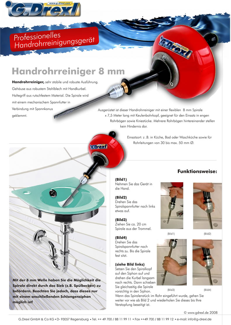 Hammer Preise fr Handspirale - Handrohrreiniger in spitzen Qualitt. Wir bieten den perfekten Service mit kostenloser Beratung Hotline 0800 200 66 77!