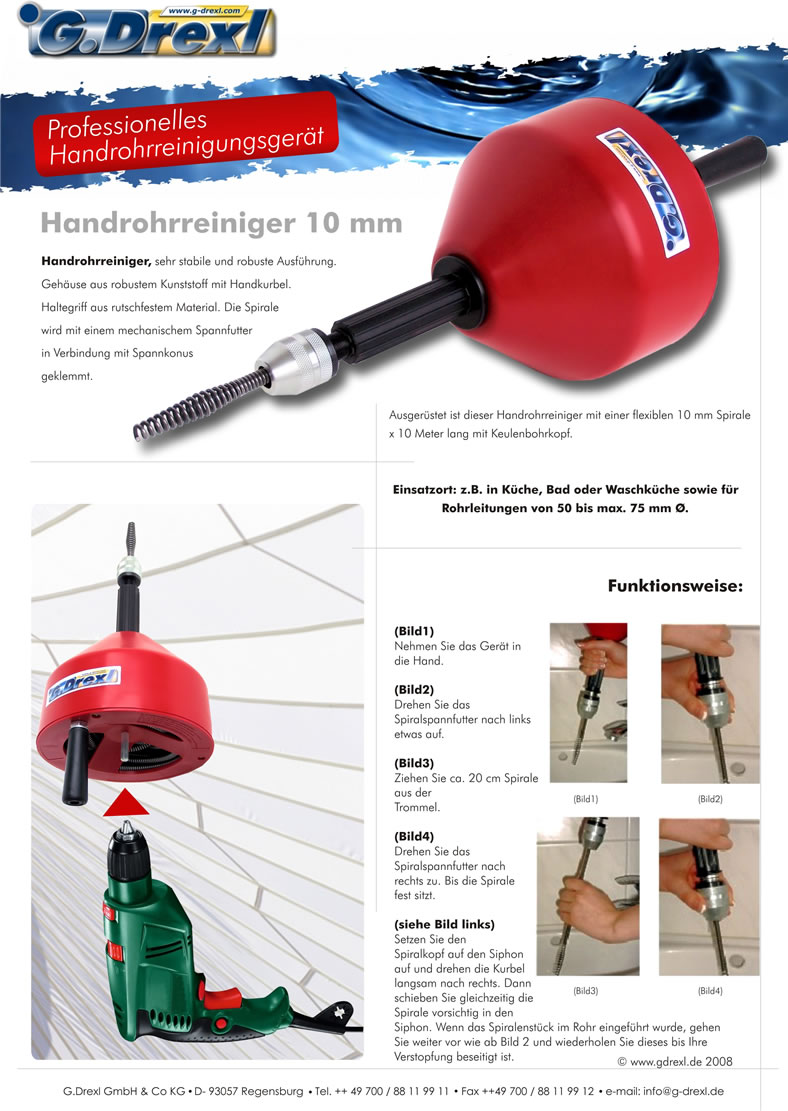 Hammer Preise für Handspiralen - Handrohrreiniger in spitzen Qualität. Wir bieten den perfekten Service mit kostenloser Beratung Hotline 0800 200 66 77!