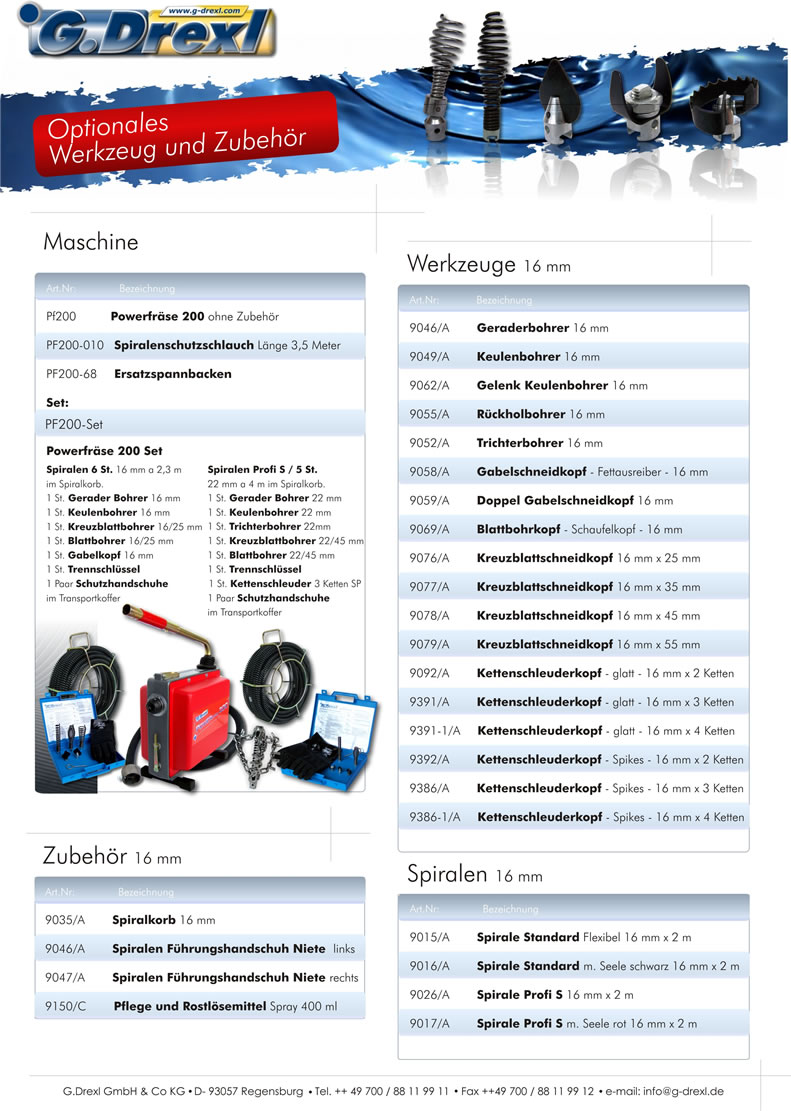 Powerpaket Rohrreinigungsgert Powerfrse 200 mit 1 PS Leistung und TV. Dazu einen perfekten Service und kostenlose Beratung unter 0800 200 66 77 Hotline.